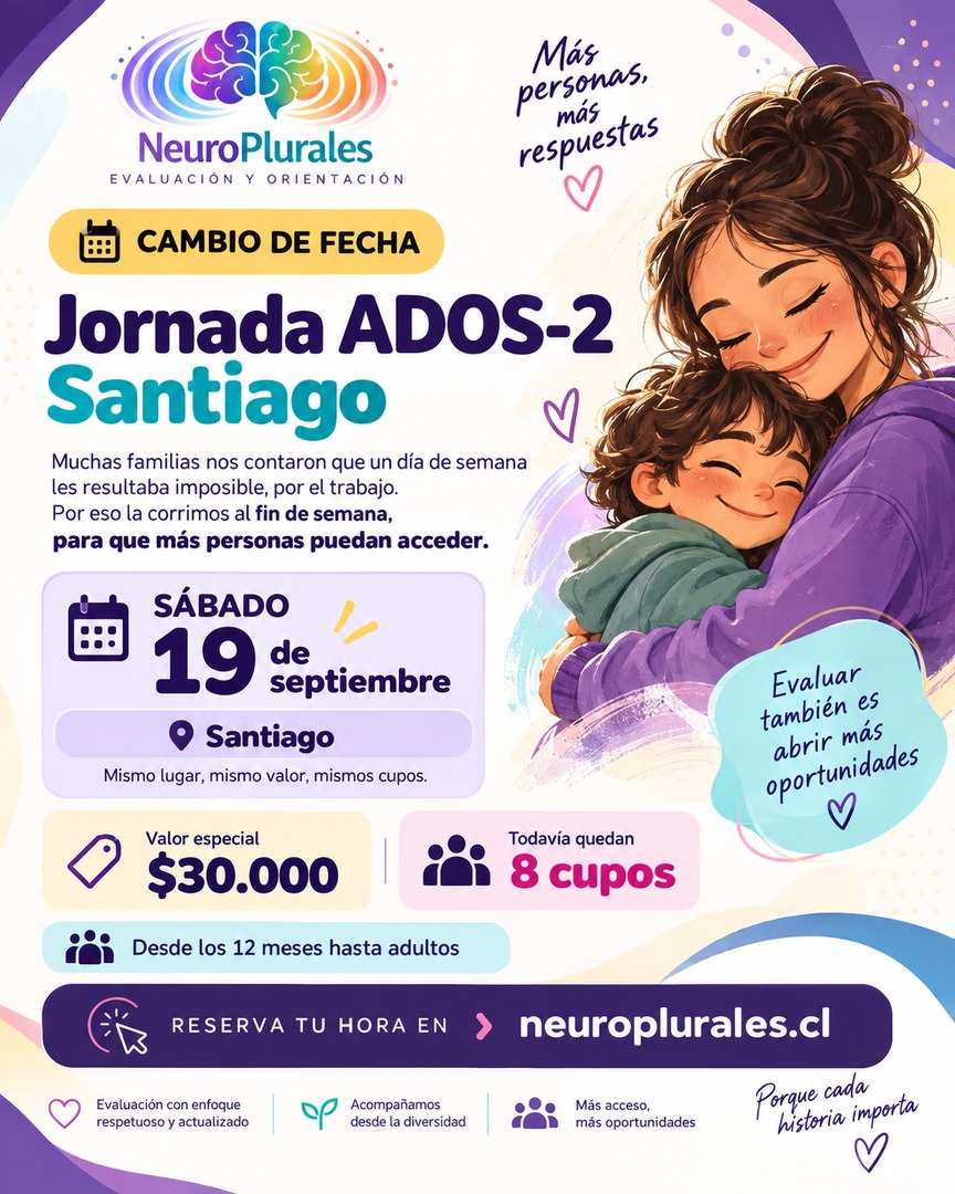 Cambio de fecha: la jornada ADOS-2 de Santiago se corrió al sábado 19 de septiembre de 2026